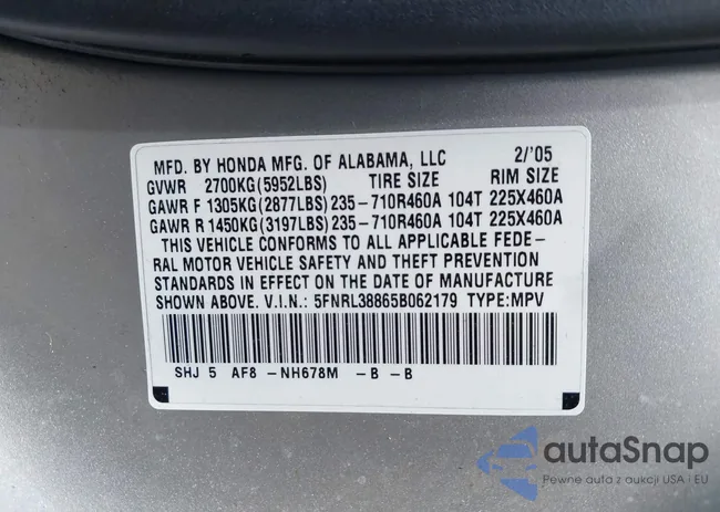 5FNRL38865B062179: 42691948