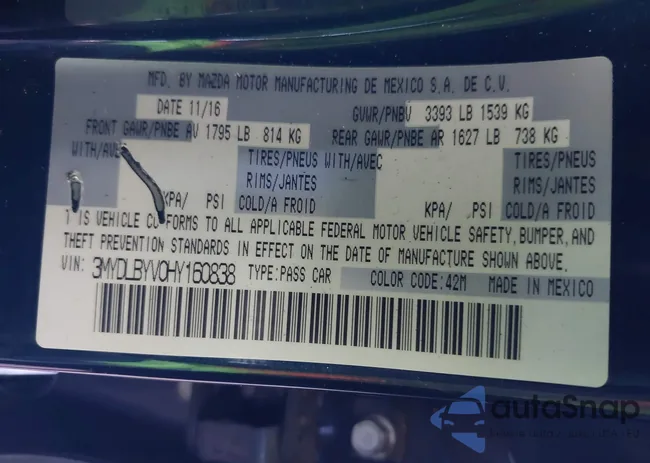 3MYDLBYV0HY160838: 42692013