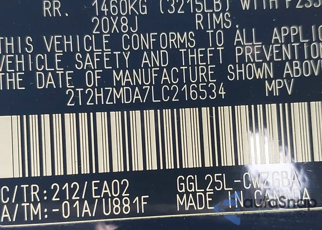 2T2HZMDA7LC216534: 42693342