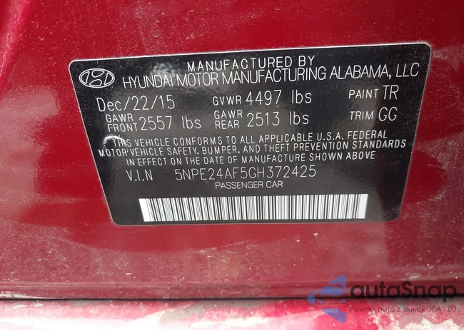 5NPE24AF5GH372425: 42693372