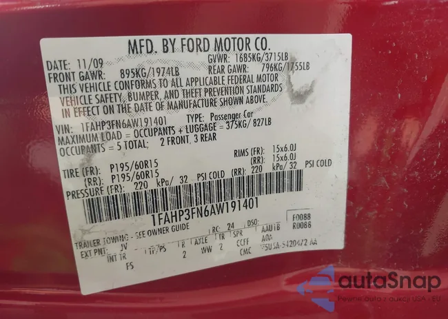 1FAHP3FN6AW191401: 42693551