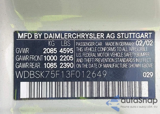 WDBSK75F13F012649: 42693588