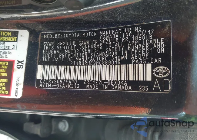 2T1BURHE9HC869019: 42693614