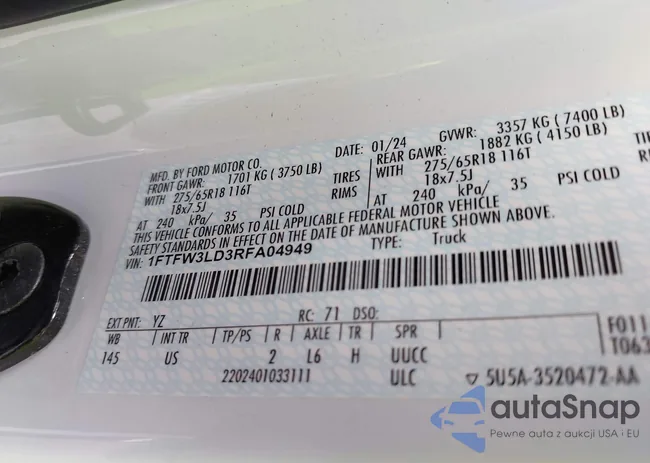 1FTFW3LD3RFA04949: 42693668