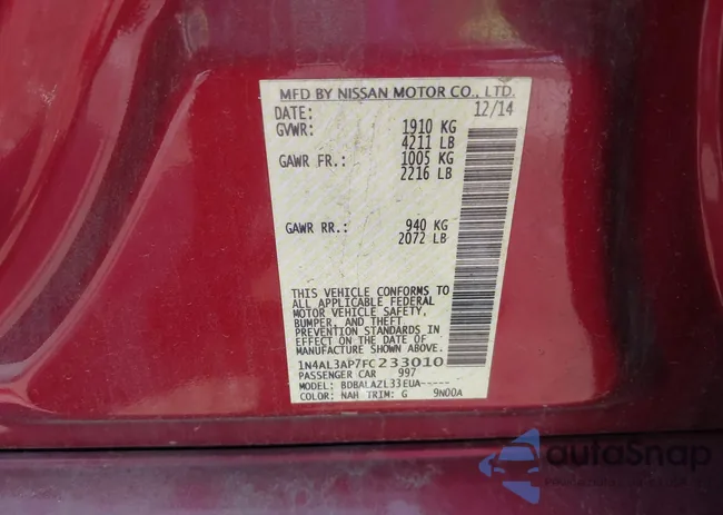 1N4AL3AP7FC233010: 42693687