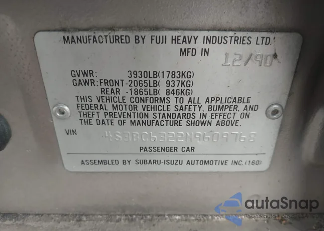 4S3BC6322M9609768: 42693788