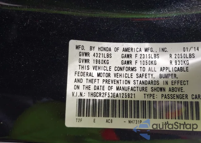 1HGCR2F53EA125921: 42693792