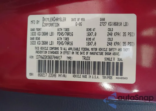 1D7HW22K96S704017: 42693818