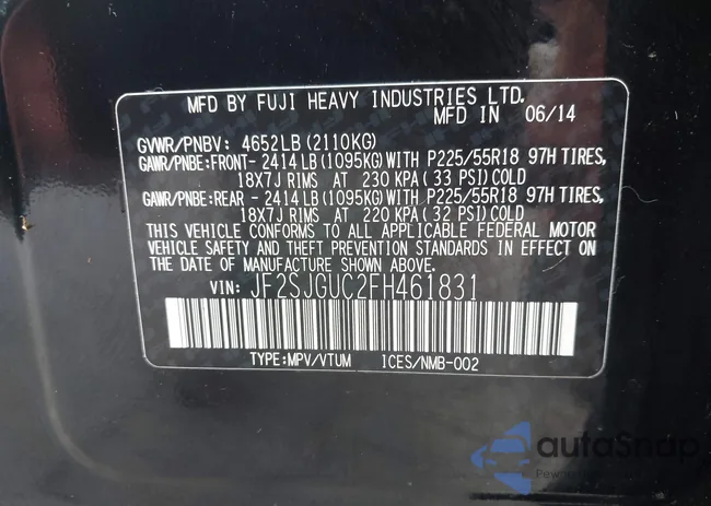 JF2SJGUC2FH461831: 42693058