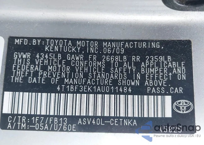 4T1BF3EK1AU011484: 42693081