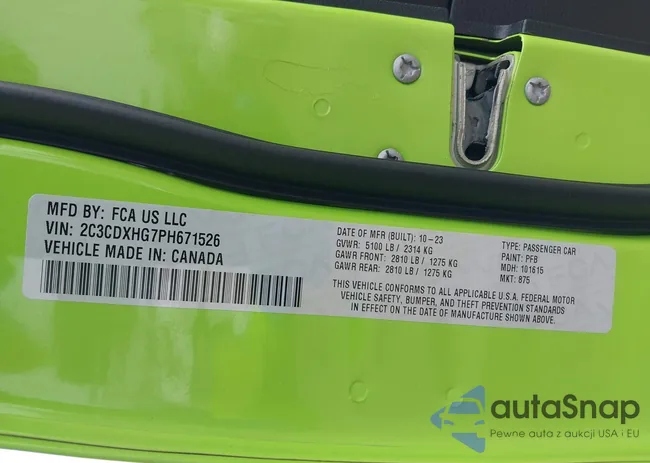 2C3CDXHG7PH671526: 42694355