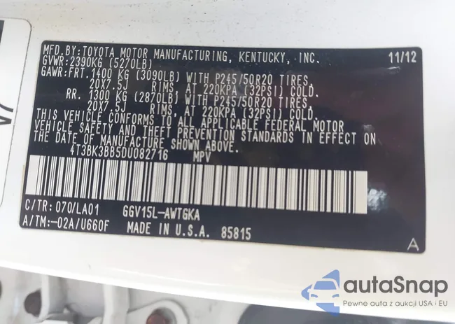 4T3BK3BB5DU082716: 42694454