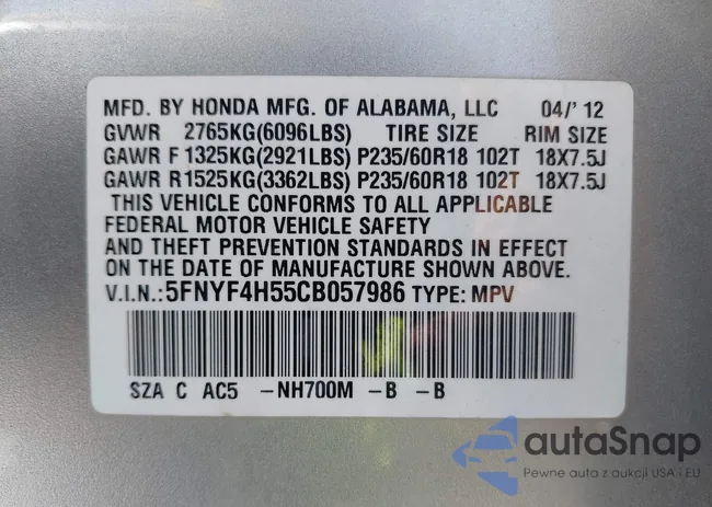 5FNYF4H55CB057986: 42694617