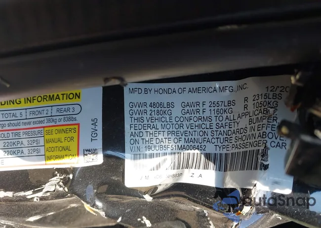 19UUB5F51MA006452: 42694665