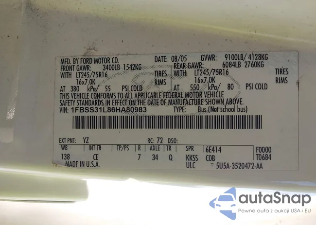 1FBSS31L86HA80983: 42694786