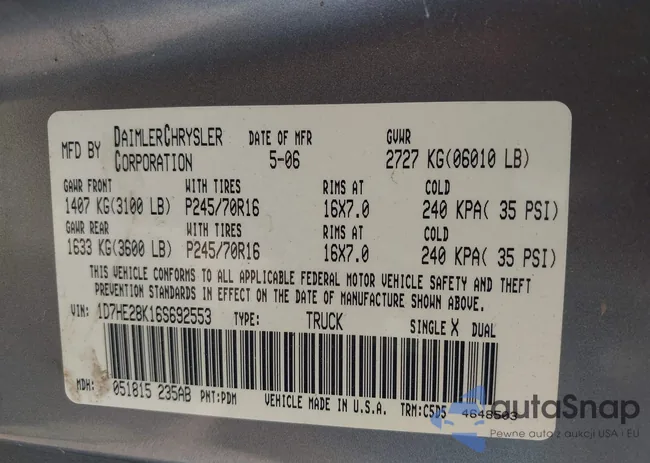 1D7HE28K16S692553: 42694798