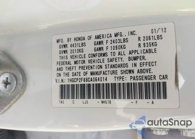 1HGCP2F88CA064014: 42694851