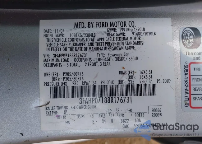 3FAHP07188R176731: 42693960