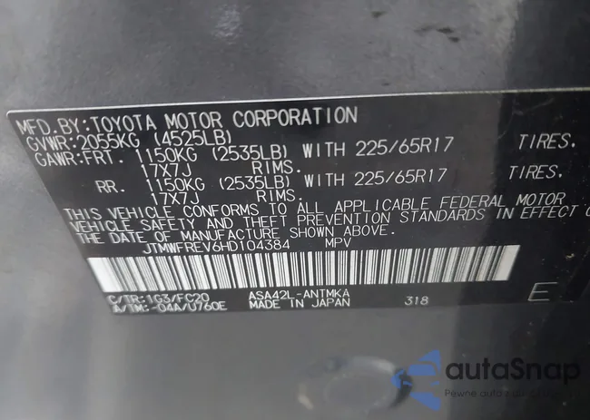 JTMWFREV6HD104384: 42693964