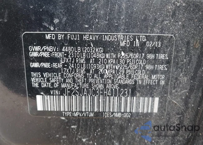 JF2SJAJC3EH411231: 42694013