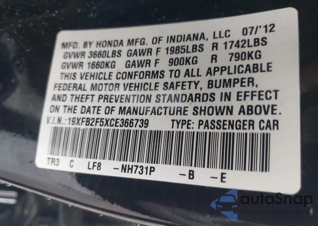 19XFB2F5XCE366739: 42695369