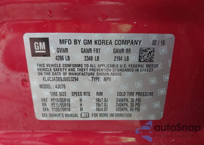 KL4CJASB9JB653294: 42695608