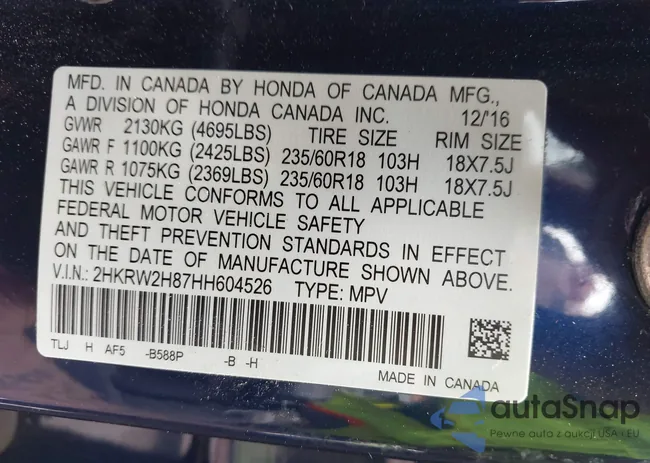 2HKRW2H87HH604526: 42694854