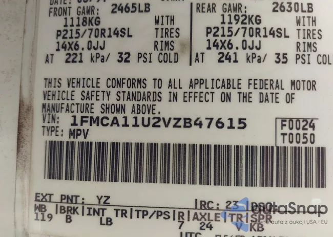 1FMCA11U2VZB47615: 42694867