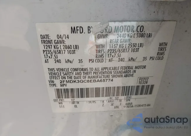 2FMDK3GC8EBA65774: 42694893