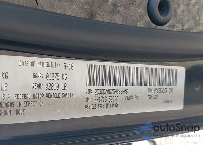 2C3CDZAG7GH336806: 42694903