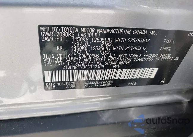 2T3H1RFV9SC322109: 42695158