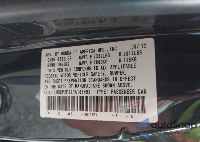 1HGCP2F37CA185492: 42695232