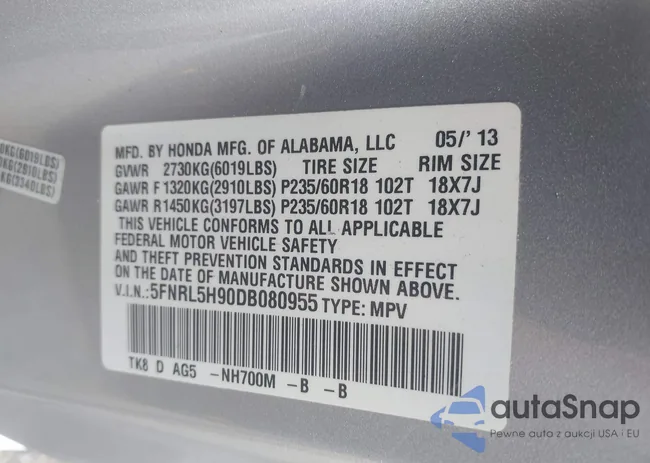 5FNRL5H90DB080955: 42696328