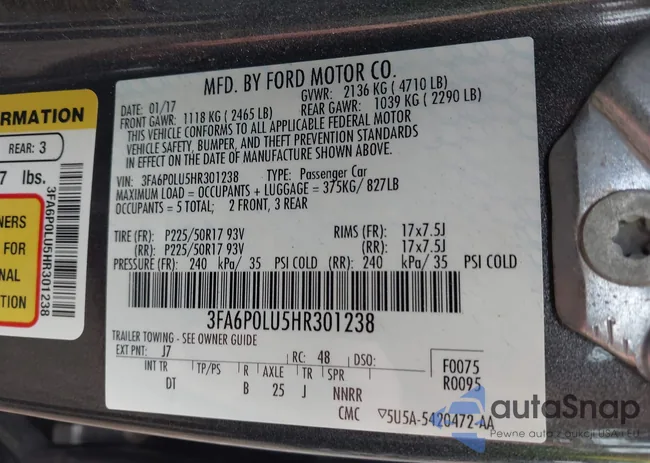 3FA6P0LU5HR301238: 42696424