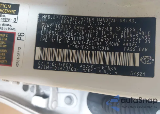 4T1BF1FK2HU718946: 42696540