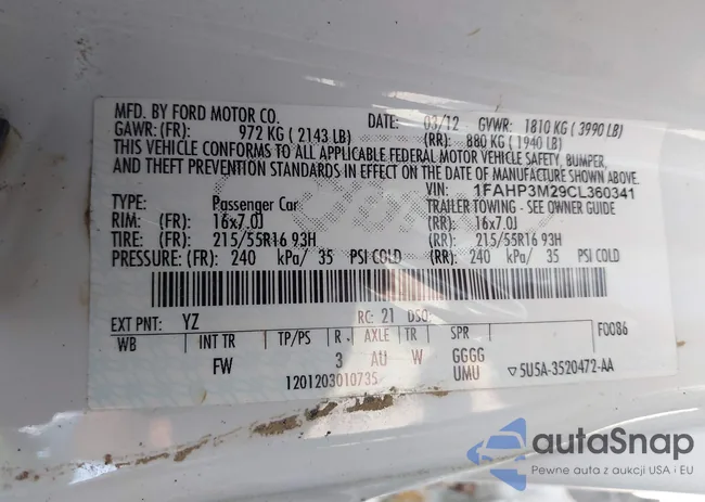 1FAHP3M29CL360341: 42696557