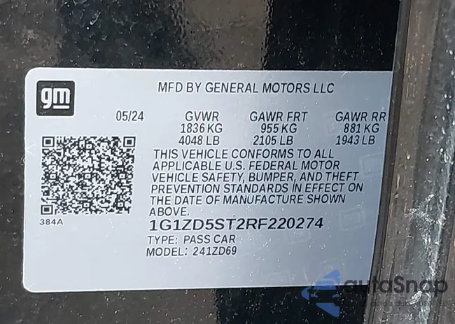 1G1ZD5ST2RF220274: 42696777