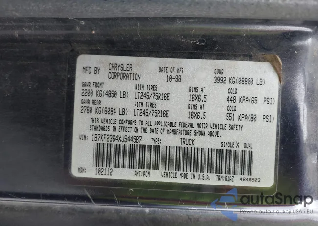 1B7KF2364XJ544587: 42696796