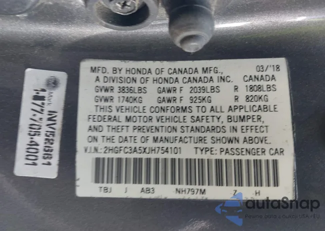 2HGFC3A5XJH754101: 42696853