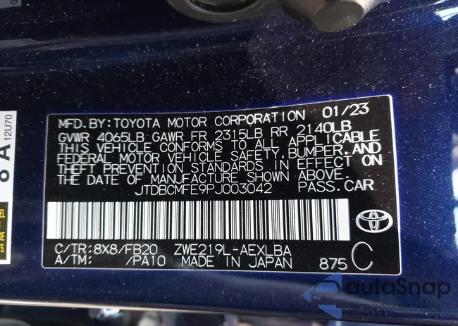 JTDBCMFE9PJ003042: 42695961