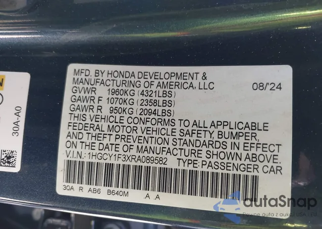 1HGCY1F3XRA089582: 42695996