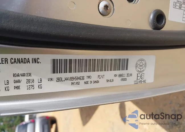 2B3LJ44V89H504636: 42696125