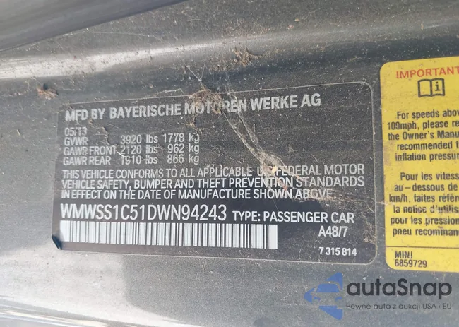 WMWSS1C51DWN94243: 42696170