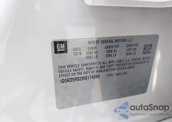 1G6KD5RS2HU174044: 42697270