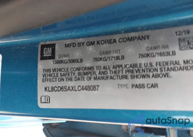 KL8CD6SAXLC448087: 42697300