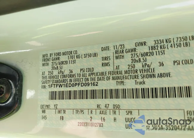 1FTFW1ED0PFD09162: 42697342