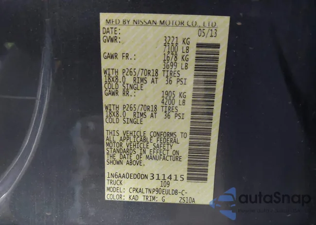 1N6AA0ED0DN311415: 42697441