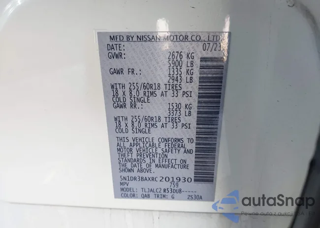 5N1DR3BAXRC201930: 42697634