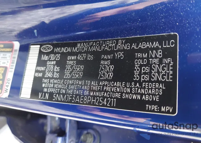 5NMJF3AE8PH254211: 42697635