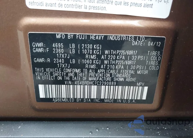 4S4BRDHC7C2290889: 42697658